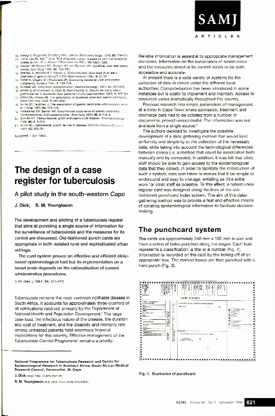 (PDF) The design of a case register for tuberculosis. A pilot study in ...