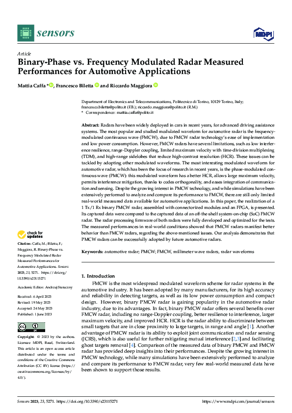 (PDF) Binary-Phase vs. Frequency Modulated Radar Measured Performances ...