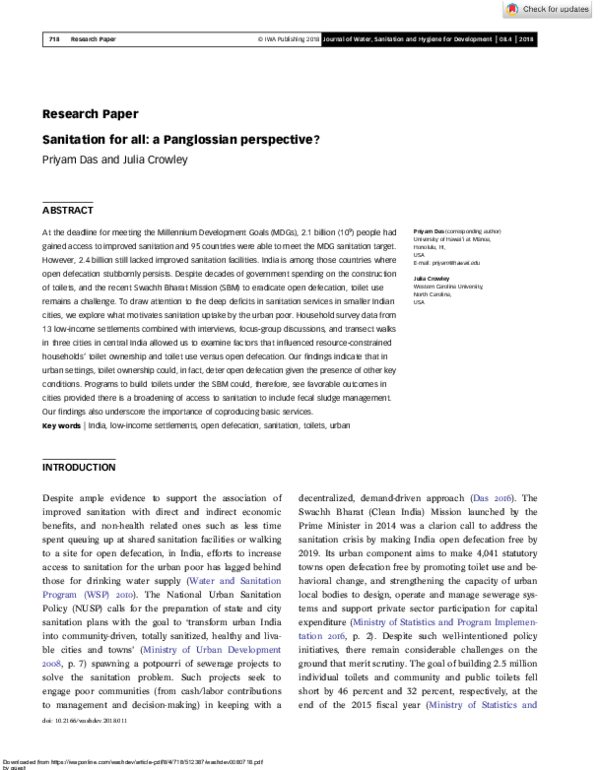 (PDF) Sanitation for all: a Panglossian perspective?