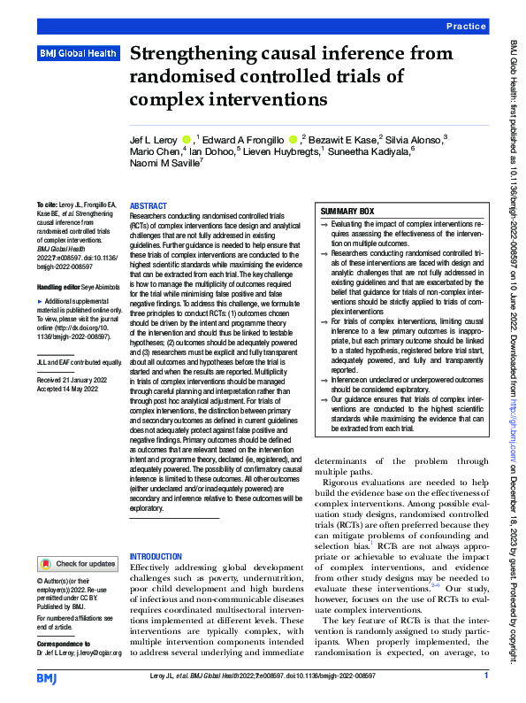 (PDF) Strengthening causal inference from randomised controlled trials ...