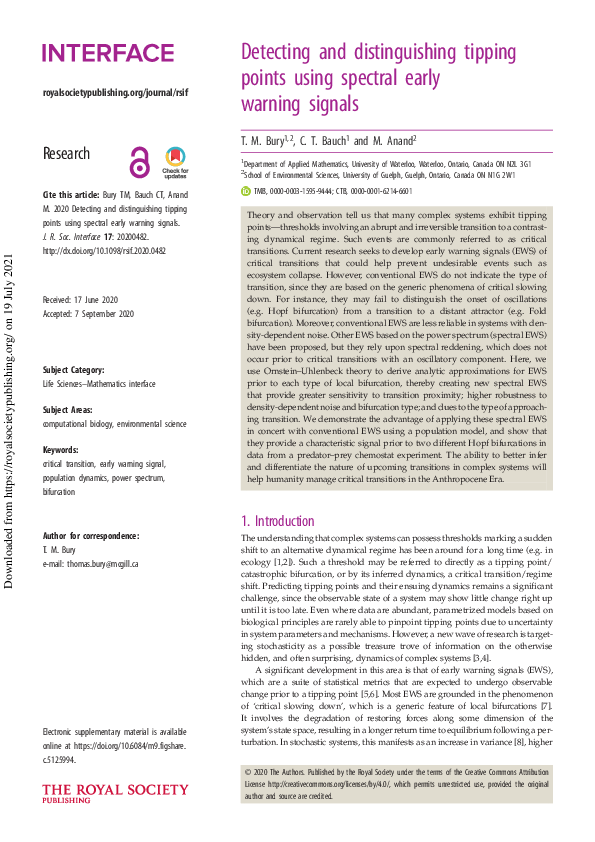 (PDF) Detecting and distinguishing tipping points using spectral early ...