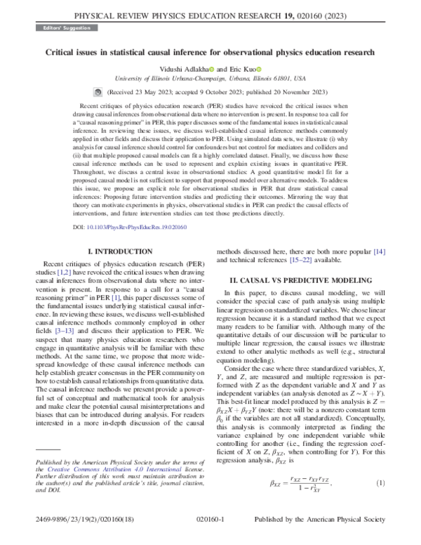 (PDF) Critical issues in statistical causal inference for observational ...