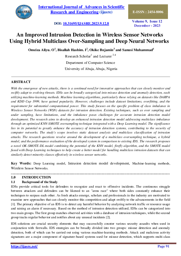 (PDF) An Improved Intrusion Detection in Wireless Sensor Networks Using ...