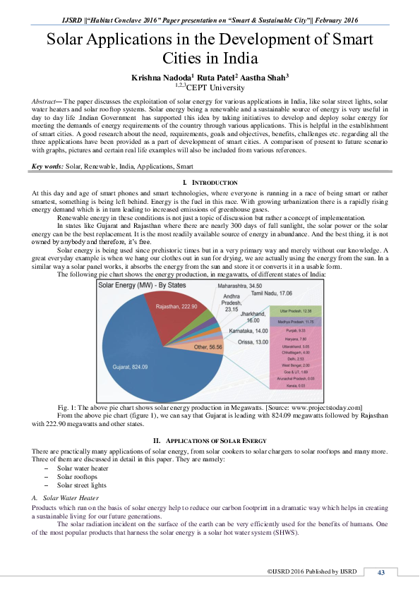 (PDF) Solar Applications in the Development of Smart Cities in India