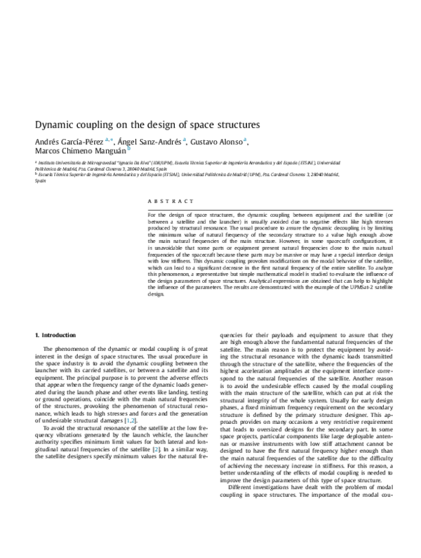 (PDF) Dynamic coupling on the design of space structures