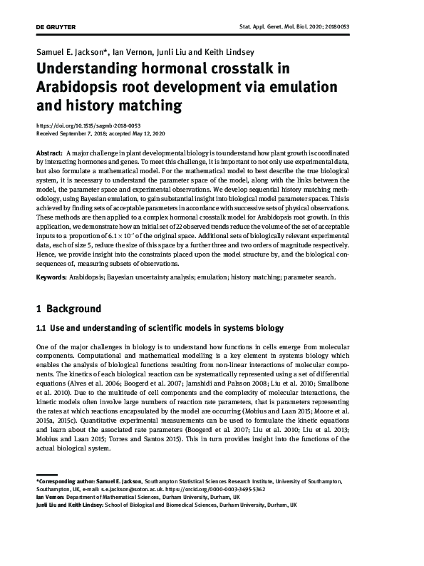 (PDF) Understanding hormonal crosstalk in Arabidopsis root development
