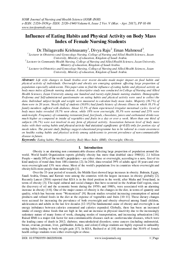 (PDF) Influence of Eating Habits and Physical Activity on Body Mass ...
