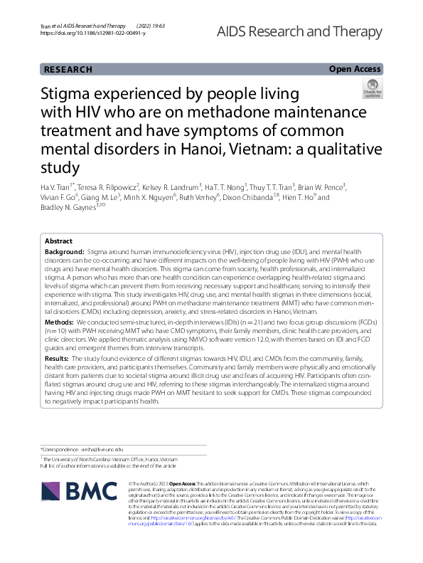 (PDF) Stigma experienced by people living with HIV who are on methadone ...