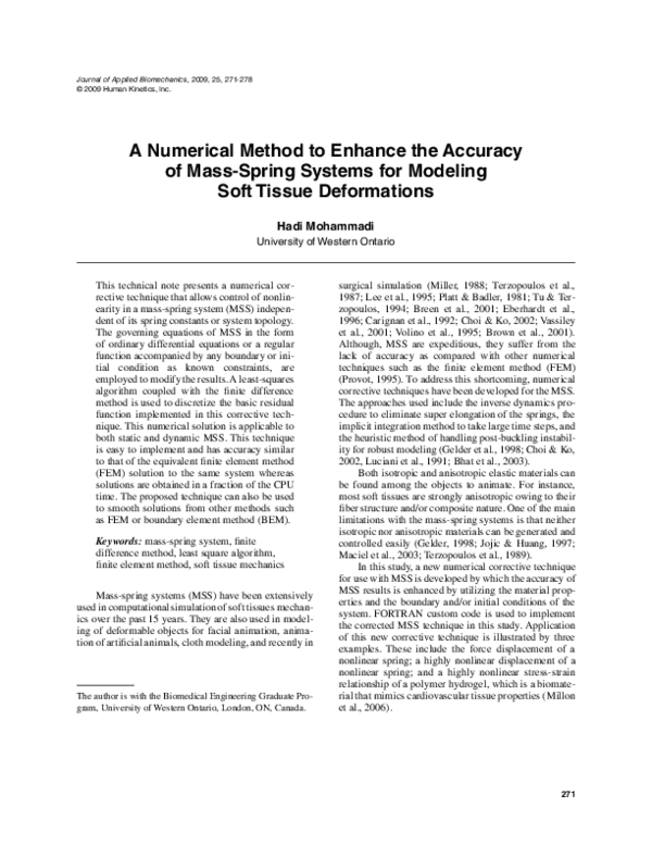 (PDF) A Numerical Method to Enhance the Accuracy of Mass-Spring Systems ...