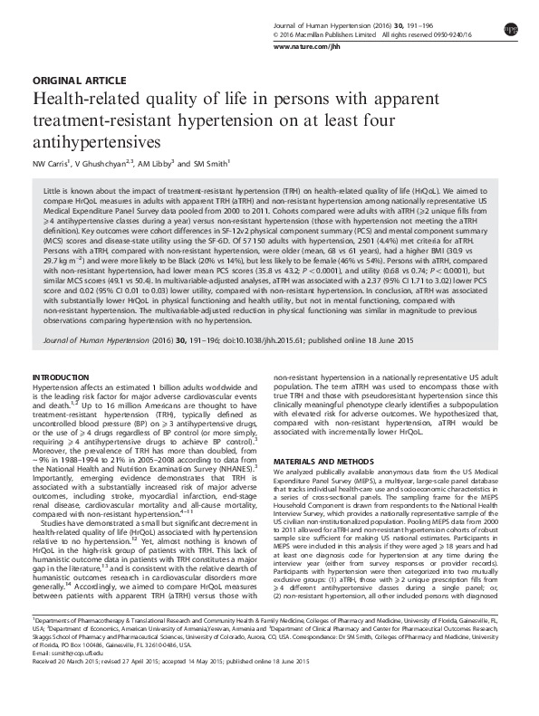 (PDF) Health-related quality of life in persons with apparent treatment ...