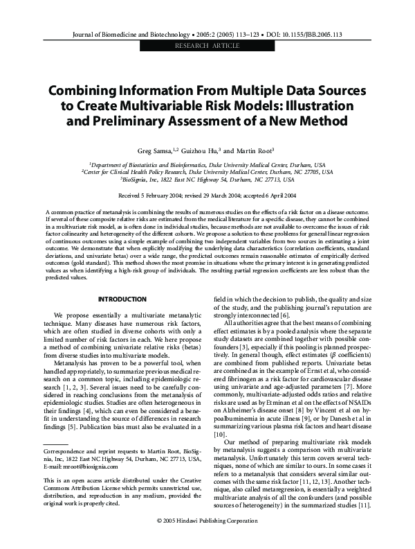 (PDF) Combining Information from Multiple Data Sources: An Introduction ...