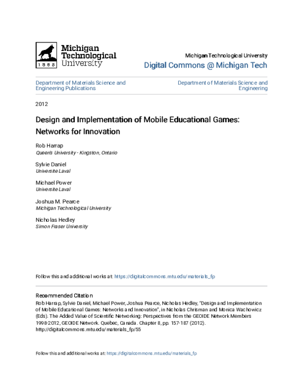 (PDF) Design and Implementation of Mobile Educational Games: Networks ...
