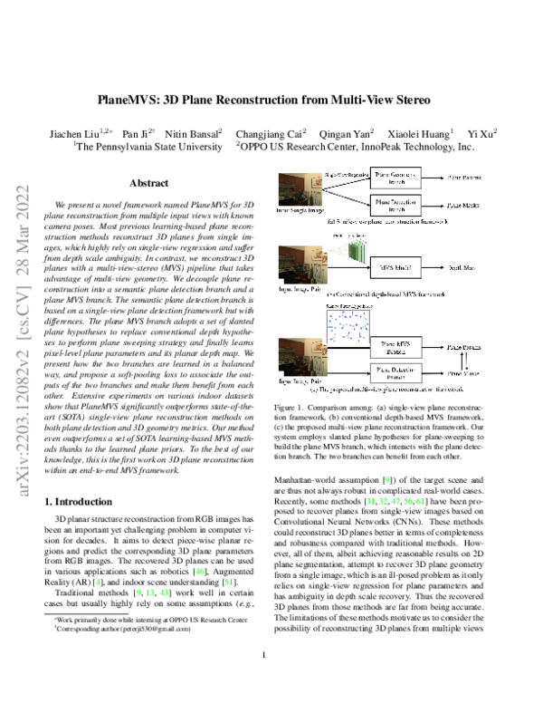 (PDF) PlaneMVS: 3D Plane Reconstruction from Multi-View Stereo