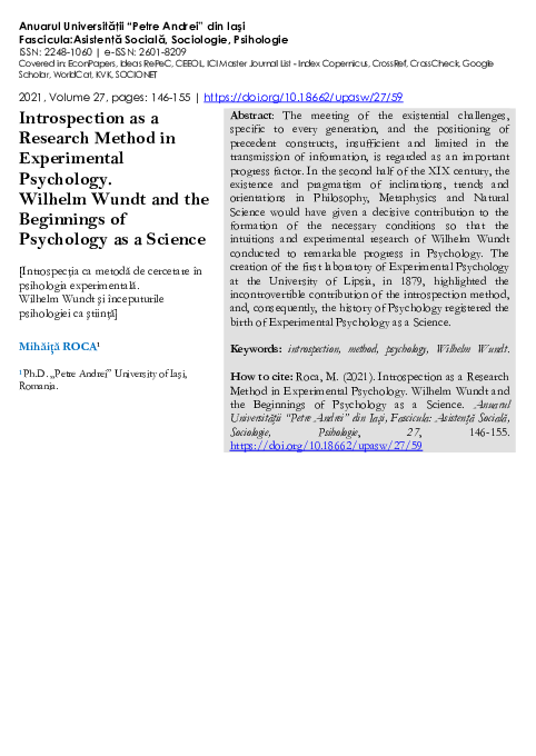 (PDF) Introspection as a research method in experimental psychology ...