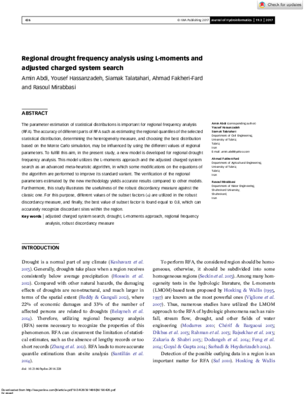 (PDF) Regional drought frequency analysis using L-moments and adjusted ...