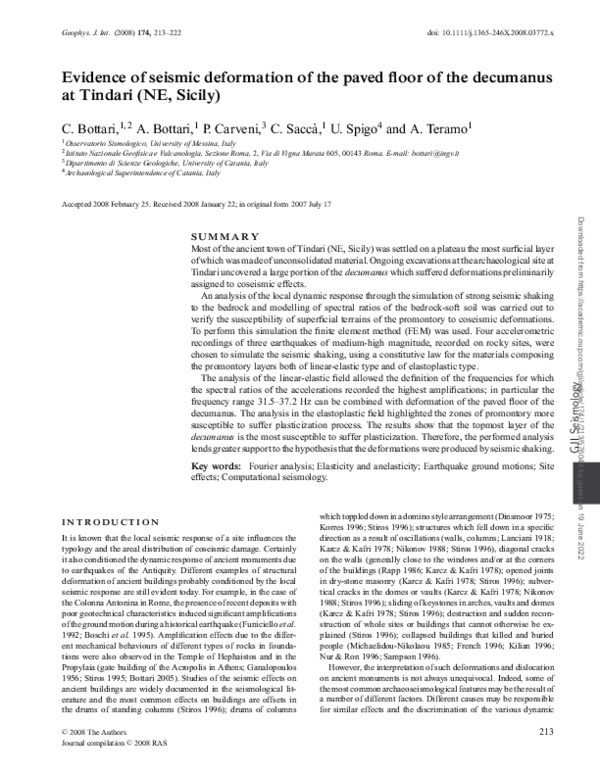 (PDF) Evidence of seismic deformation of the paved floor of the ...