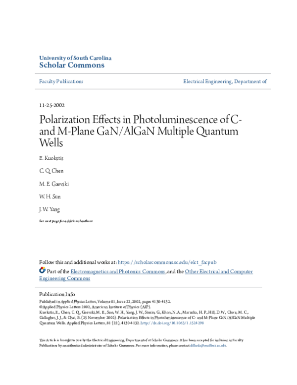 (PDF) Polarization effects in photoluminescence of C- and M-plane GaN ...