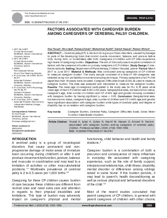 (PDF) Factors associated with caregiver burden among caregivers of ...