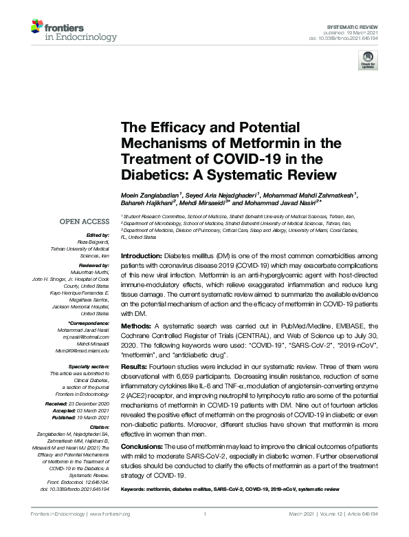 (PDF) The Efficacy and Potential Mechanisms of Metformin in the ...