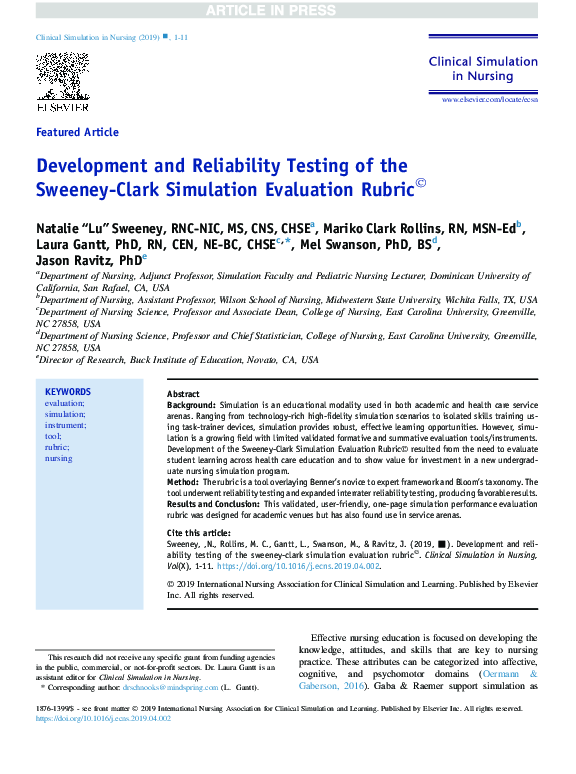 (PDF) Development and Reliability Testing of the Sweeney-Clark ...