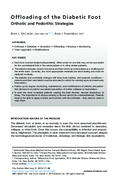 (PDF) Offloading of the Diabetic Foot