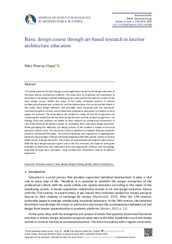 (PDF) Basic design course through art-based research in interior ...