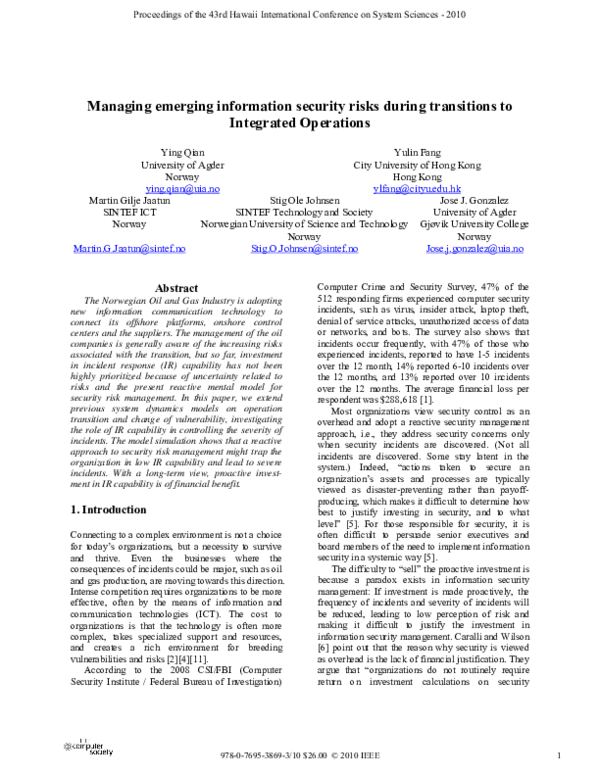 (PDF) Managing Emerging Information Security Risks during Transitions ...