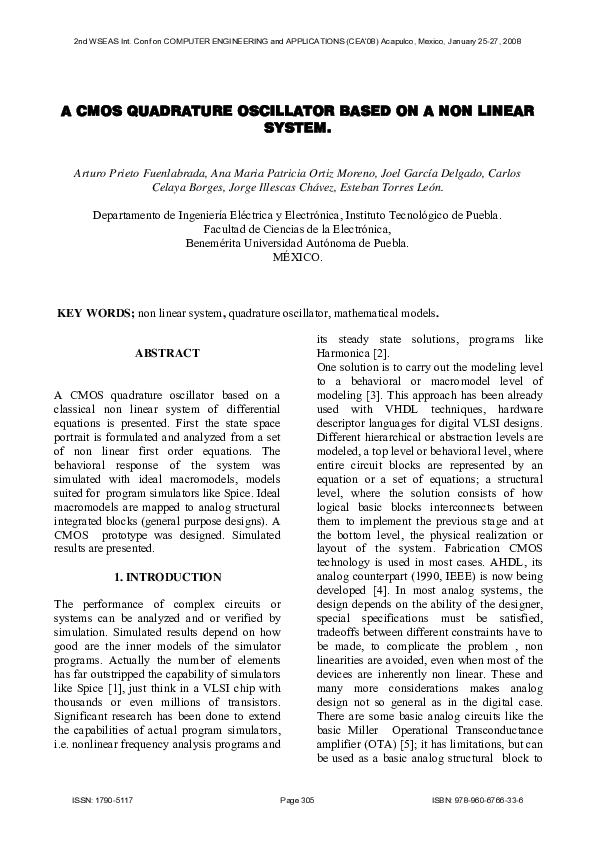 (PDF) A CMOS quadrature oscillator based on a non linear system