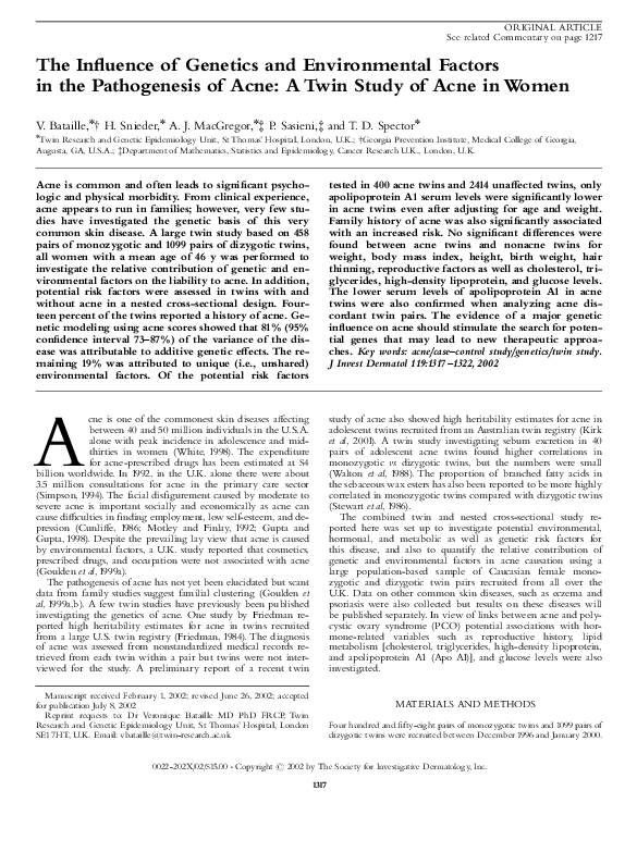 (PDF) The influence of genetics and environmental factors on ...