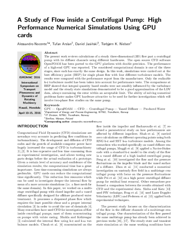 (PDF) A Study of Flow inside a Centrifugal Pump : High Performance ...