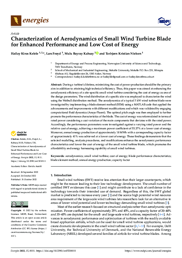 (PDF) Characterization of Aerodynamics of Small Wind Turbine Blade for ...