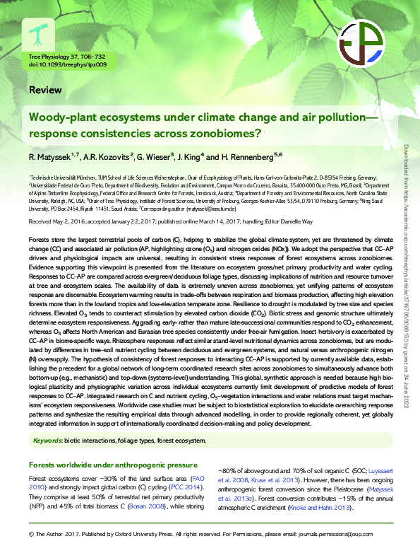 (PDF) Woody-plant ecosystems under climate change and air pollution ...
