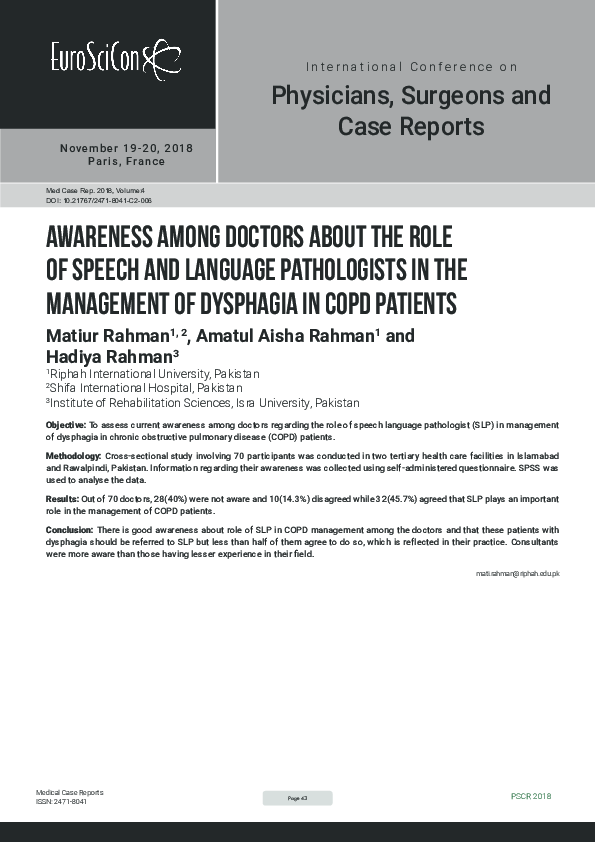 (PDF) Awareness among doctors about the role of speech and language ...
