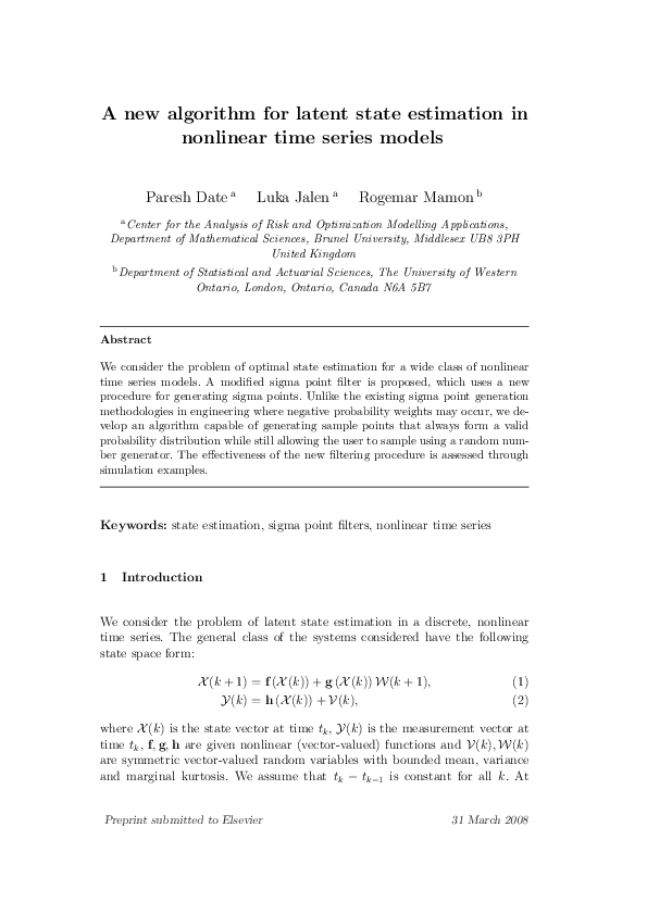 (PDF) A new algorithm for latent state estimation in non-linear time ...