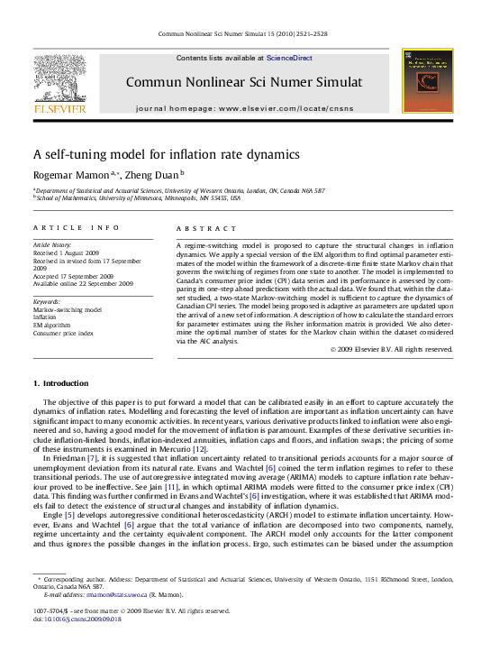 (PDF) A self-tuning model for inflation rate dynamics