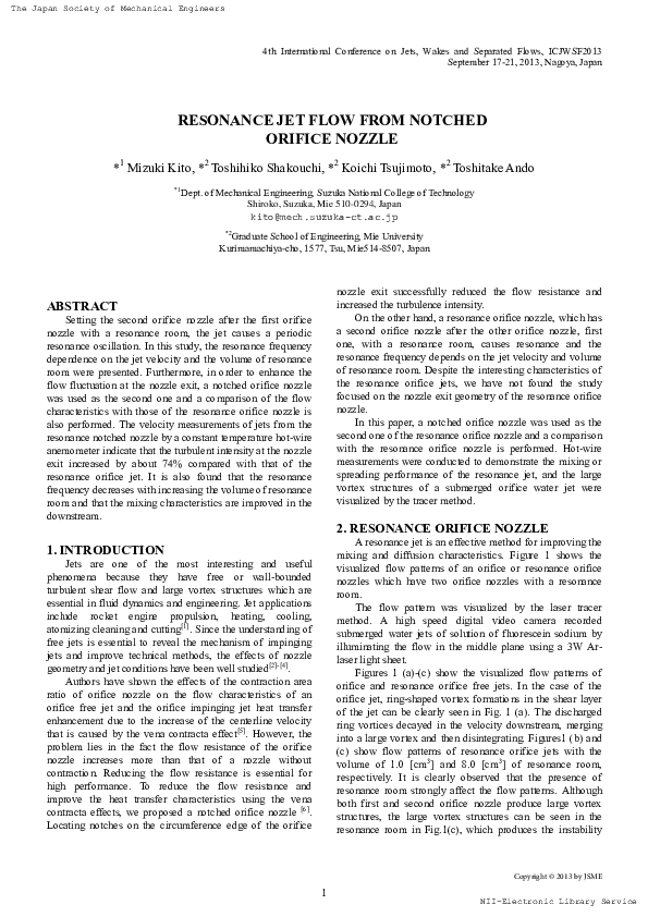 (PDF) 1002 Resonance Jet Flow from Notched Orifice Nozzle | Toshihiko ...