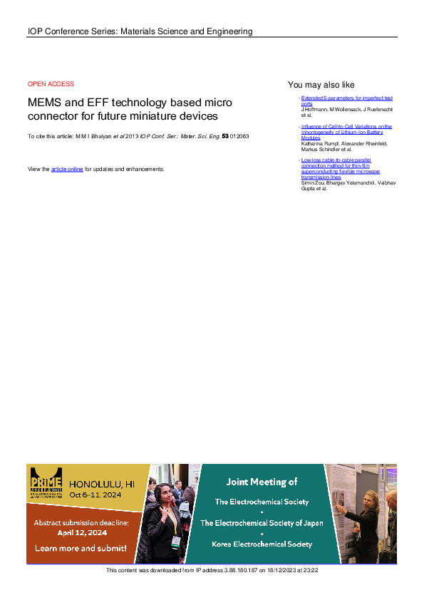 (PDF) MEMS and EFF technology based micro connector for future ...