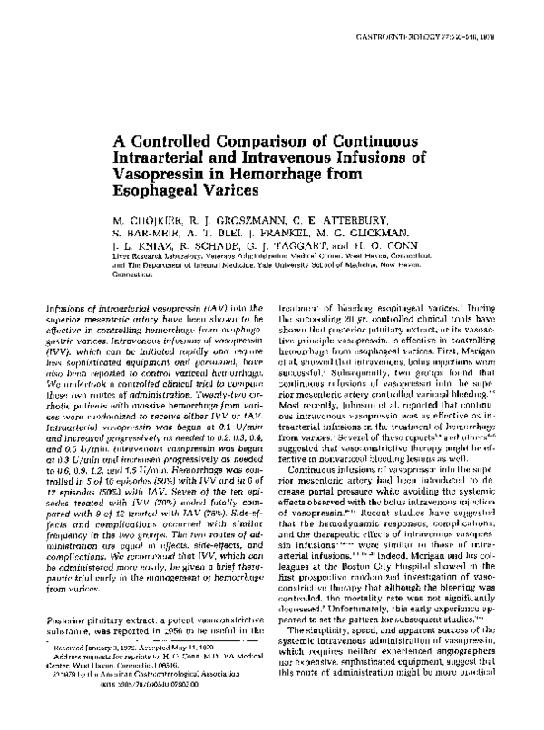 (PDF) A controlled comparison of continuous intraarterial and ...