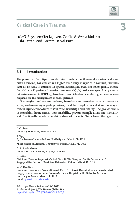 (PDF) Critical Care in Trauma