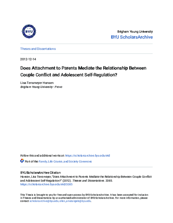 (PDF) Does Attachment to Parents Mediate the Relationship Between ...