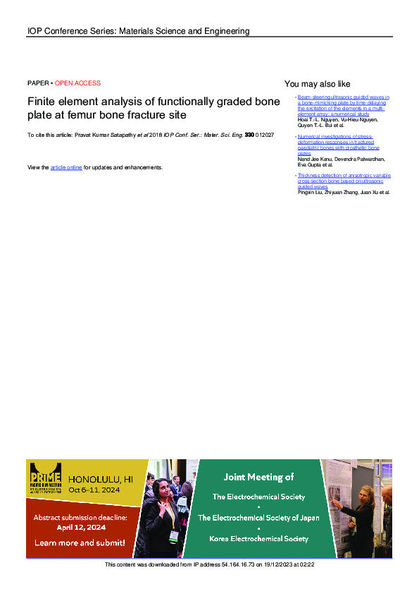 (PDF) Finite element analysis of functionally graded bone plate at ...