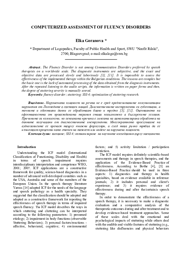 (DOC) Computerized Assessment of Fluency Disorders
