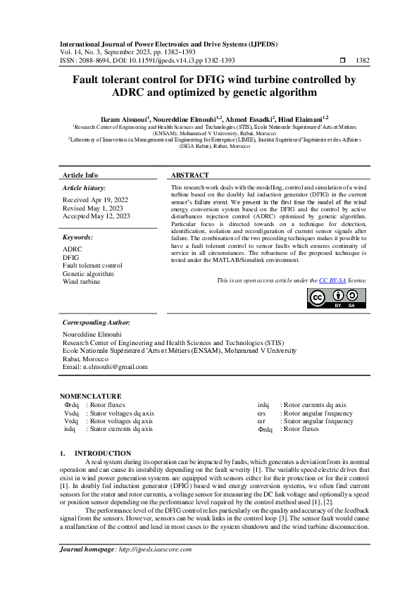 (PDF) Fault tolerant control for DFIG wind turbine controlled by ADRC ...