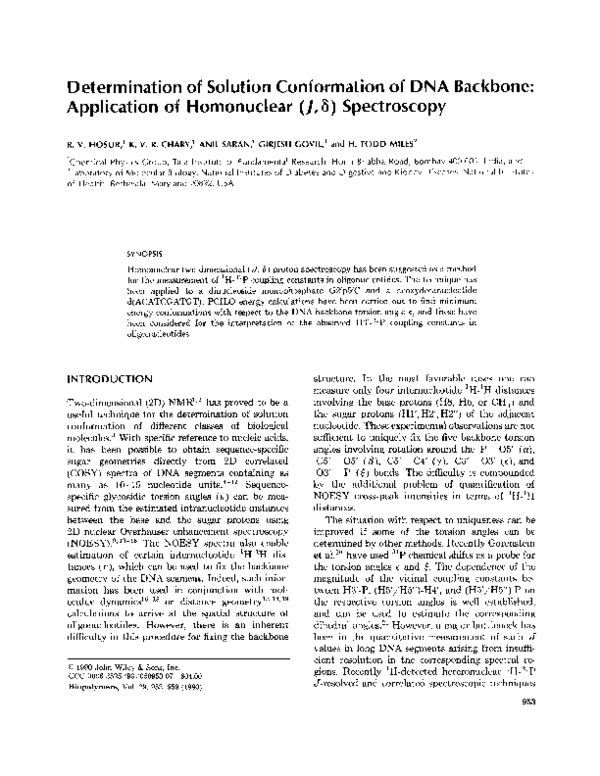 (PDF) Determination of solution conformation of DNA backbone ...