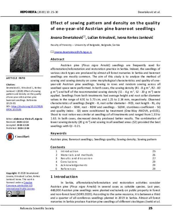(PDF) Effect of sowing pattern and density on the quality of one-year ...