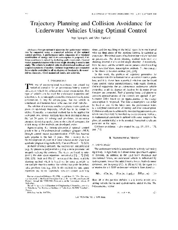 (PDF) Trajectory planning and collision avoidance for underwater ...