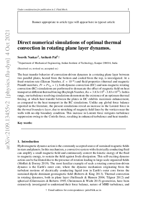 (PDF) Direct numerical simulations of optimal thermal convection in ...