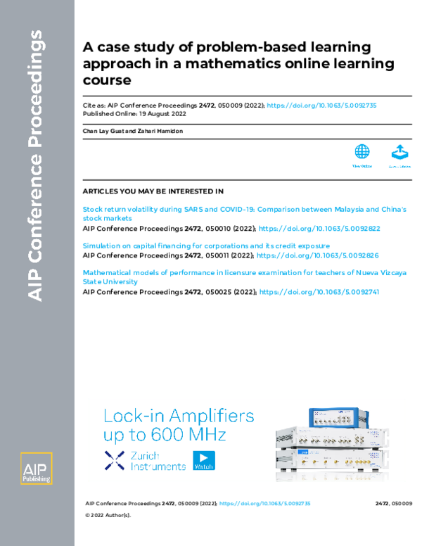 (PDF) A case study of problem-based learning approach in a mathematics ...