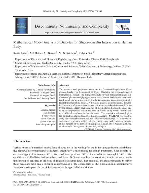 (PDF) Mathematical Model Analysis of Diabetes for Glucose-Insulin ...