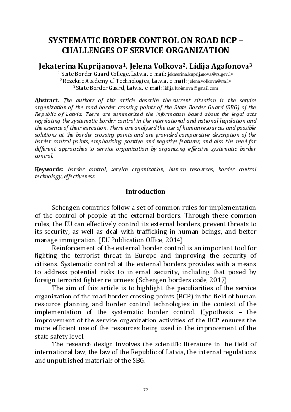 (PDF) Systematic Border Control on Road BCP – Challenges of Service ...
